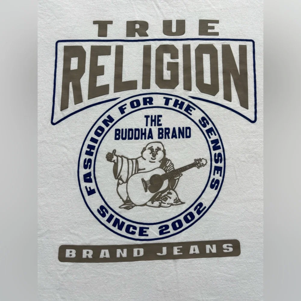 True Religion Buddha Brand Guitar White Graphic T-Shirt‎ Men’s Size XL